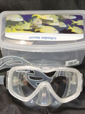 Deep See Scuba Mask, Silicone And Tempered Glass, Diving, Wrap Around, One Size